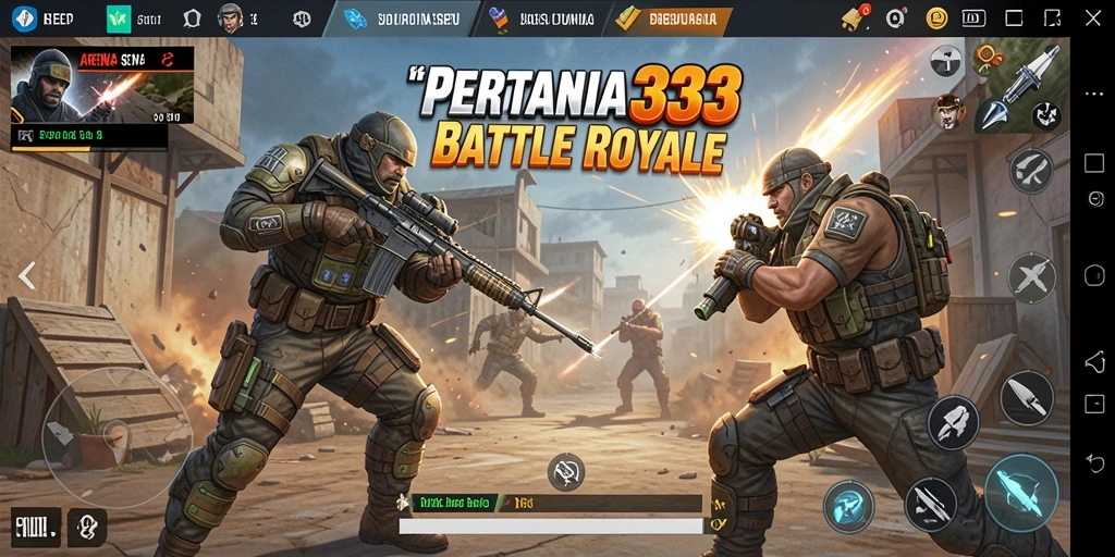 Tampilan gameplay seru di ARENA333 dengan aksi Battle Royale penuh strategi.