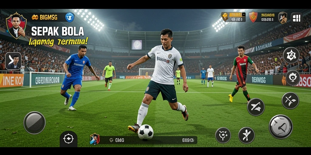 Screenshot gameplay <strong>BIGMSG</strong> menampilkan momen menegangkan dalam pertandingan sepak bola.