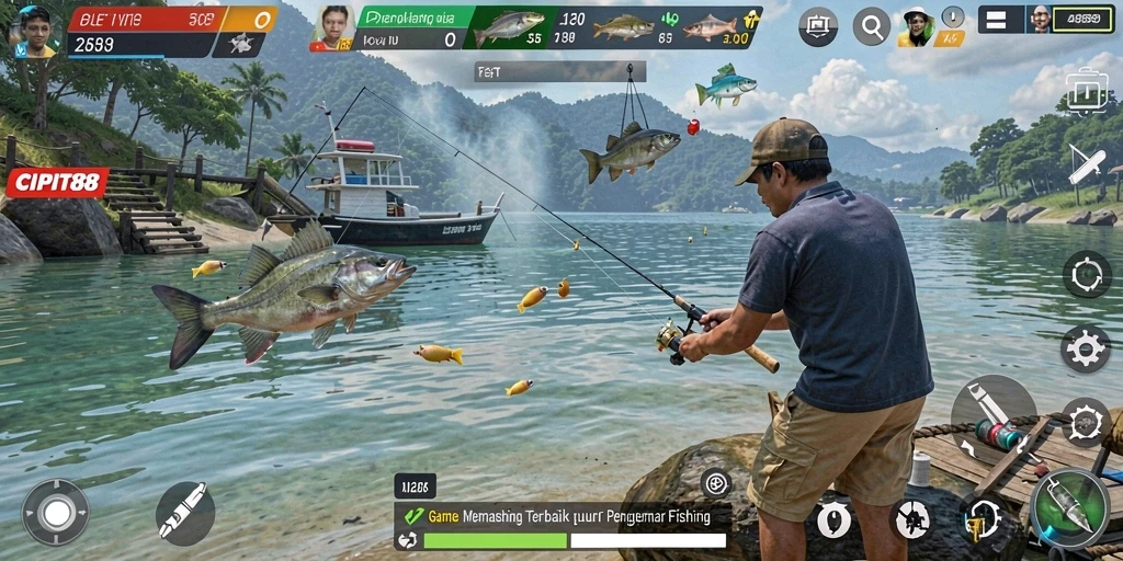 Screenshot gameplay CIPIT88 menampilkan aksi memancing yang intens dan grafis yang luar biasa.