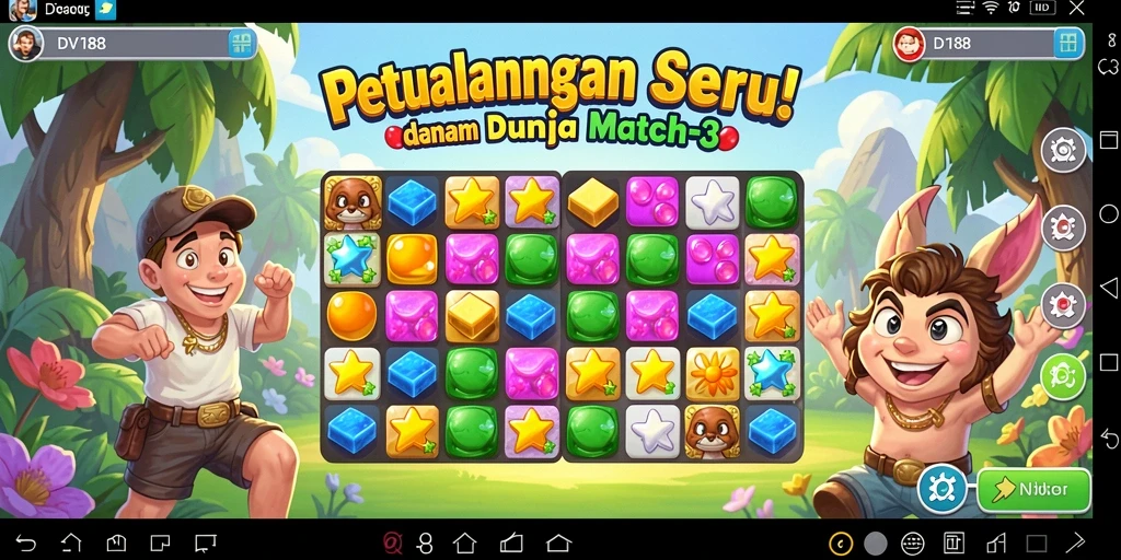 Tampilan gameplay seru dalam permainan Match-3 DV188.