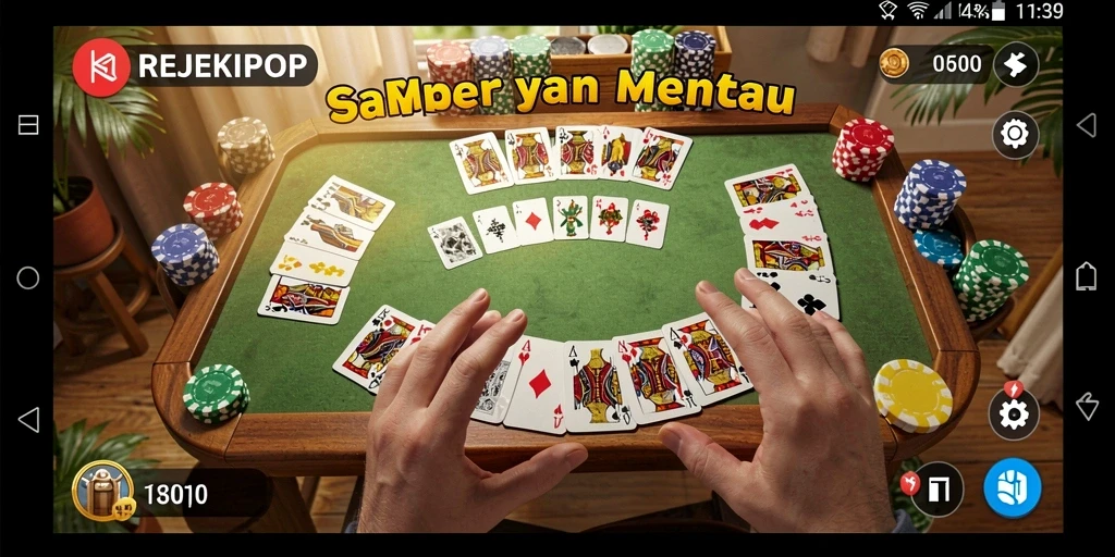Screenshot gameplay <strong>REJEKIPOP</strong> yang menunjukkan suasana permainan Gaple yang seru.
